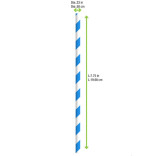 Durable Blue & White Striped Paper Straws - Unwrapped D:0.23in L:7.75in - 25 pcs Durable Blue & White Striped Paper Straws - Unwrapped D:0.23in L:7.75in - 25 pcs